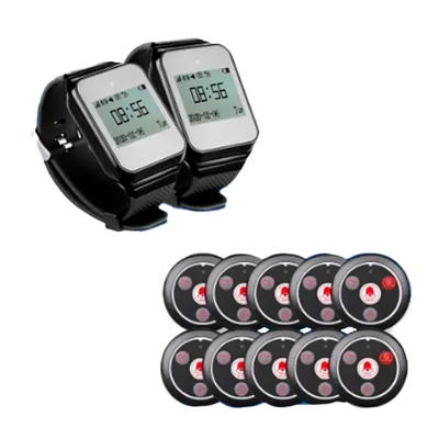 Система вызова персонала для заведений из 2 часов и 10 кнопок RETEKESS T117-1